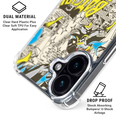 DC Comics Batman Batgirl Vintage Action pose pattern iPhone 16 Plus MagSafe Case