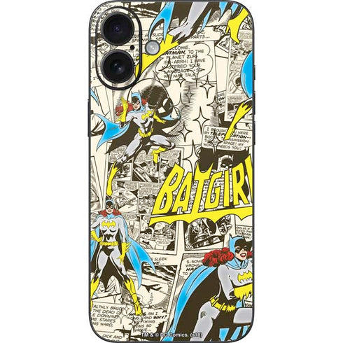DC Comics Batman Batgirl Vintage Action pose pattern iPhone 16 Plus Skin