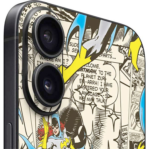 DC Comics Batman Batgirl Vintage Action pose pattern iPhone 16 Plus Skin