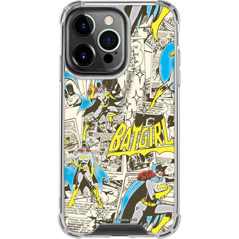 DC Comics Batman Batgirl Vintage Action pose pattern iPhone 16 Pro Clear Case