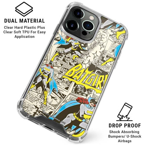 DC Comics Batman Batgirl Vintage Action pose pattern iPhone 16 Pro Max Clear Case