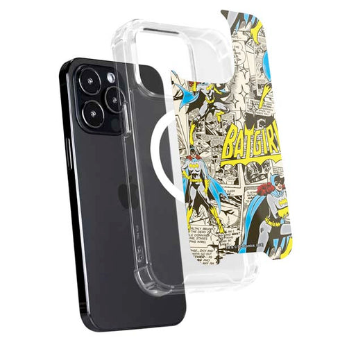 DC Comics Batman Batgirl Vintage Action pose pattern iPhone 16 Pro Max MagSafe Case