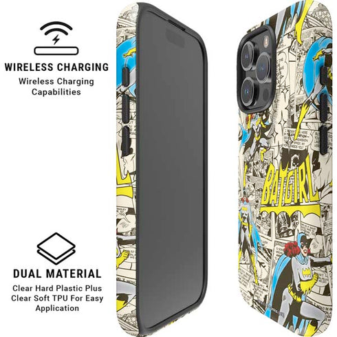 DC Comics Batman Batgirl Vintage Action pose pattern iPhone 16 Pro Max Magsafe Impact Case