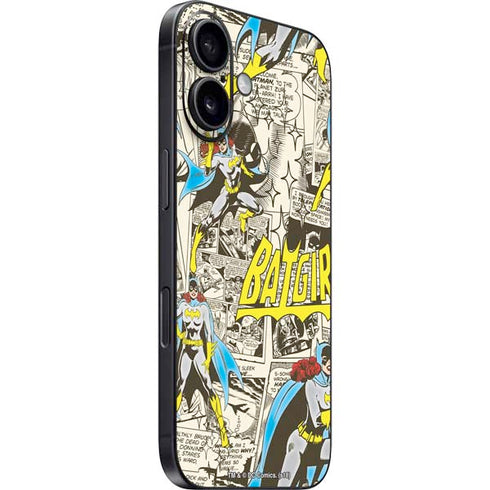 DC Comics Batman Batgirl Vintage Action pose pattern iPhone 16 Skin