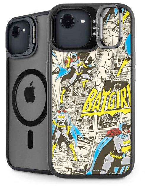 DC Comics Batman Batgirl Vintage Action pose pattern iPhone 16e Kickstand Case