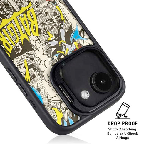 DC Comics Batman Batgirl Vintage Action pose pattern iPhone 16e Kickstand Case
