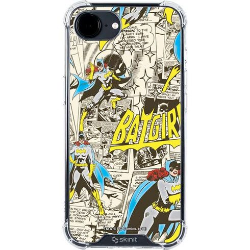 DC Comics Batman Batgirl Vintage Action pose pattern iPhone 16e Clear Case