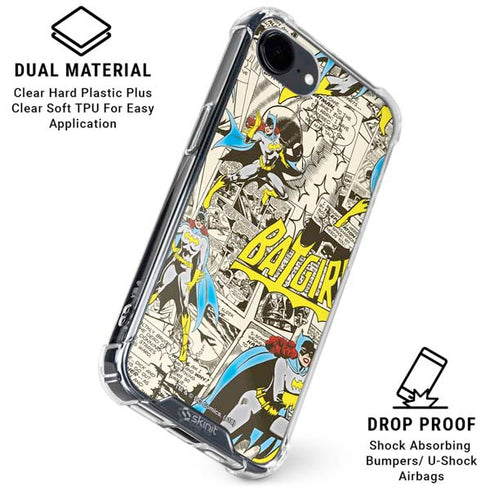 DC Comics Batman Batgirl Vintage Action pose pattern iPhone 16e Clear Case