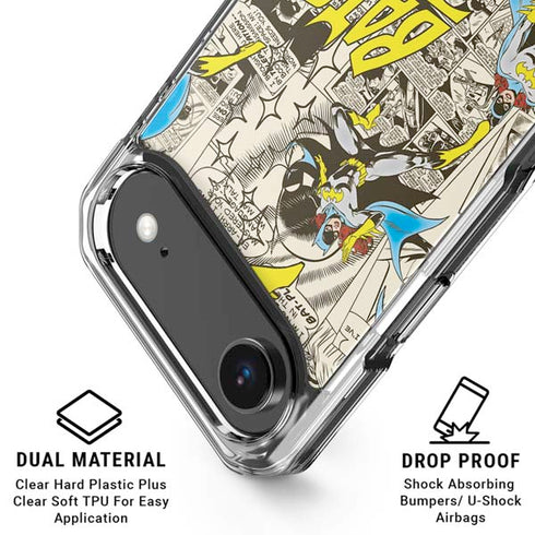 DC Comics Batman Batgirl Vintage Action pose pattern iPhone 17 Air Clear Case
