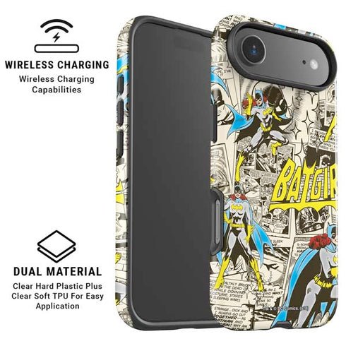 DC Comics Batman Batgirl Vintage Action pose pattern iPhone 17 Air Magsafe Impact Case