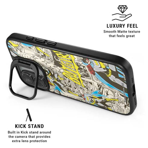 DC Comics Batman Batgirl Vintage Action pose pattern iPhone 17 Kickstand Case