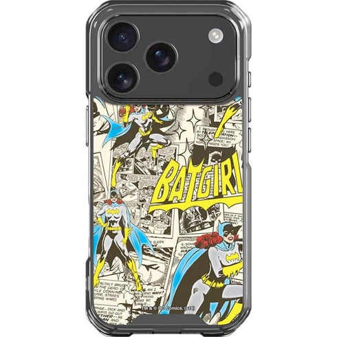 DC Comics Batman Batgirl Vintage Action pose pattern iPhone 17 Pro Clear Case
