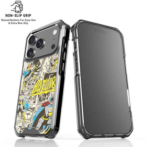 DC Comics Batman Batgirl Vintage Action pose pattern iPhone 17 Pro Clear Case