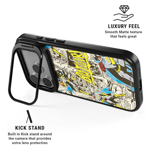 DC Comics Batman Batgirl Vintage Action pose pattern iPhone 17 Pro Kickstand Case