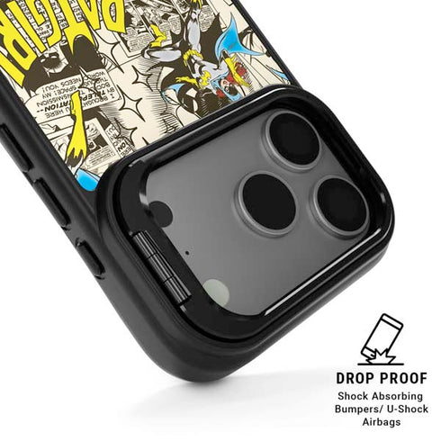 DC Comics Batman Batgirl Vintage Action pose pattern iPhone 17 Pro Kickstand Case