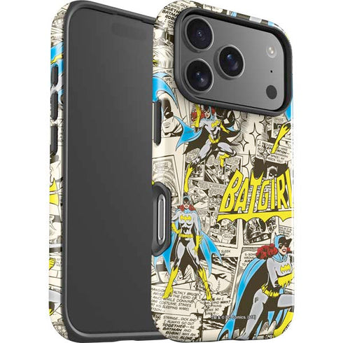 DC Comics Batman Batgirl Vintage Action pose pattern iPhone 17 Pro Max Impact Case