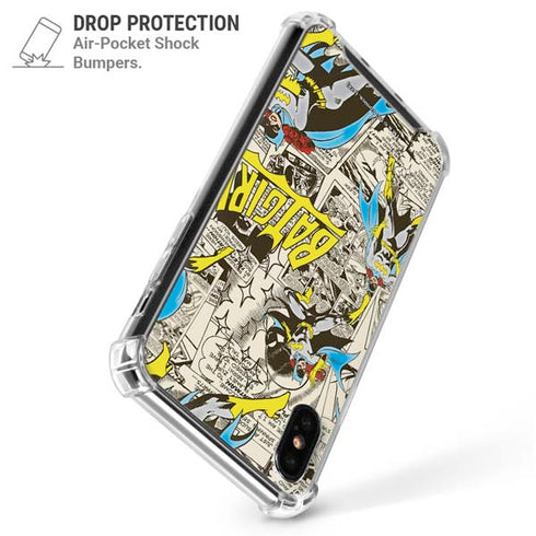 DC Comics Batman Batgirl Vintage Action pose pattern iPhone X/XS Clear Case