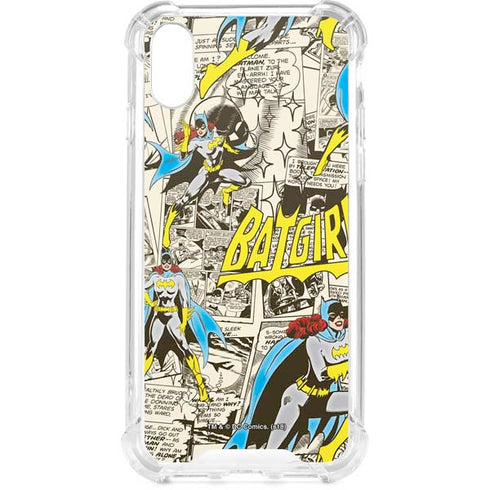 DC Comics Batman Batgirl Vintage Action pose pattern iPhone XS Clear Case