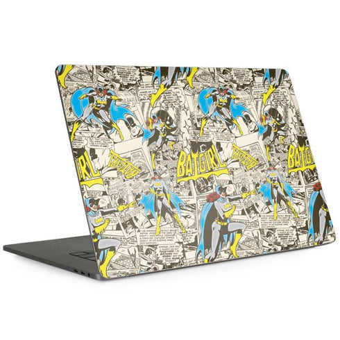 DC Comics Batman Batgirl Vintage Action pose pattern MacBook Skins