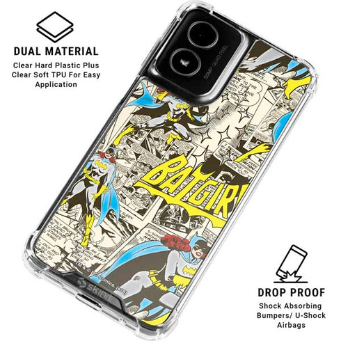 DC Comics Batman Batgirl Vintage Action pose pattern Moto G Power 5G (2024) Clear Case