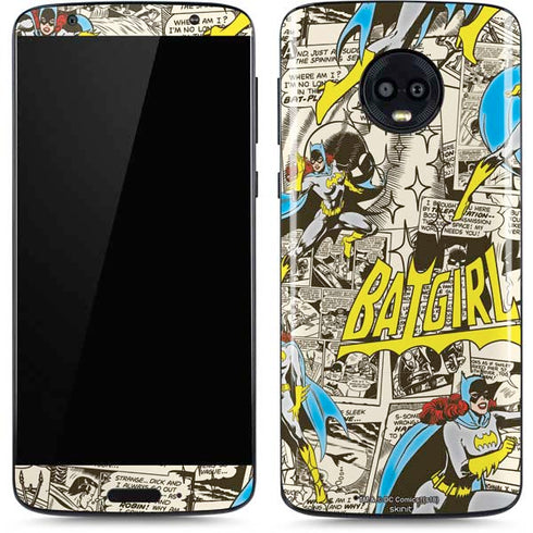 DC Comics Batman Batgirl Vintage Action pose pattern Moto G6 Skin