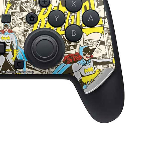 DC Comics Batman Batgirl Vintage Action pose pattern Nintendo Switch 2 (2025) Pro Controller Skin