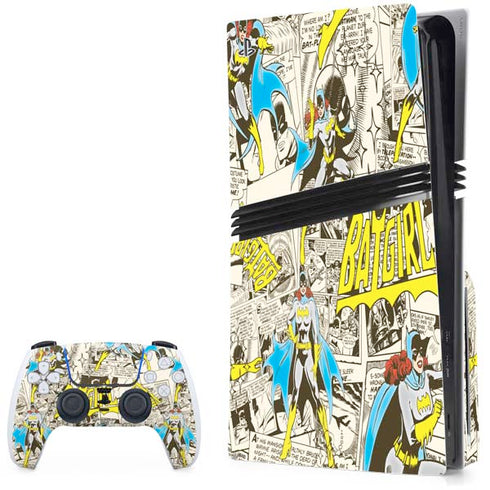 DC Comics Batman Batgirl Vintage Action pose pattern PS5 Pro Disk Bundle Skin