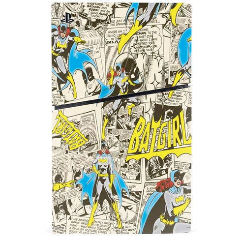 DC Comics Batman Batgirl Vintage Action pose pattern PS5 Slim Digital Edition Console Skin