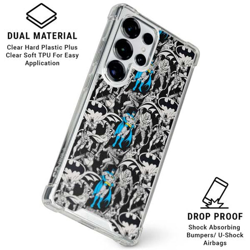 DC Comics Batman Characters Action Poses Print Galaxy S25 Ultra Clear Case