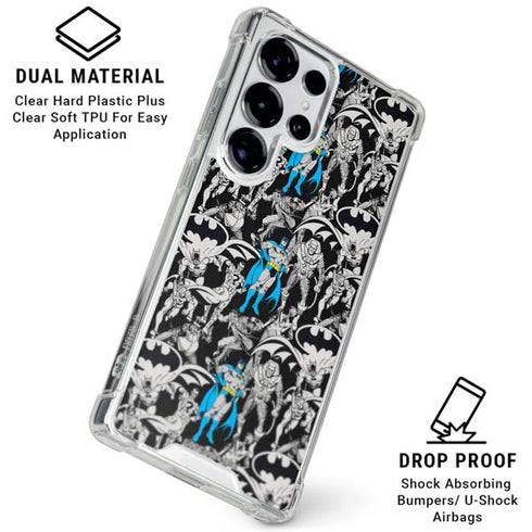 DC Comics Batman Characters Action Poses Print Galaxy S26 Ultra Clear Case