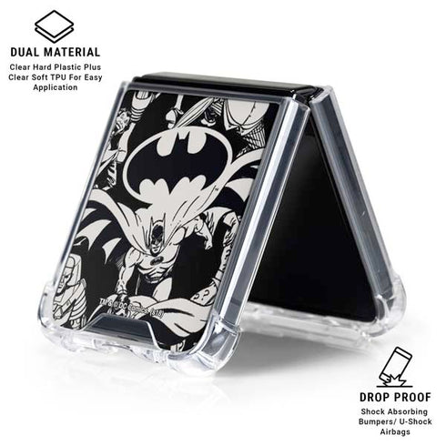 DC Comics Batman Characters Action Poses Print Galaxy Z Flip6 Clear Case