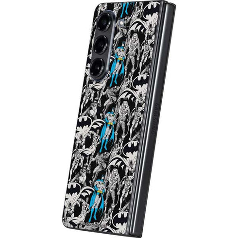DC Comics Batman Characters Action Poses Print Galaxy Z Fold5 5G Skin