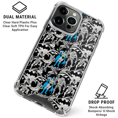 DC Comics Batman Characters Action Poses Print iPhone 16 Pro Clear Case