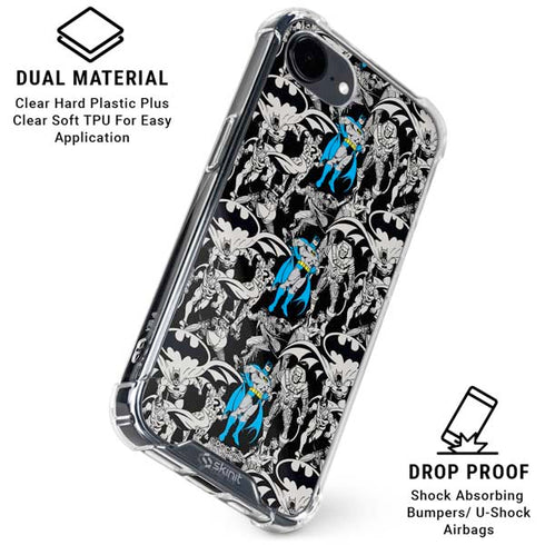 DC Comics Batman Characters Action Poses Print iPhone 16e Clear Case