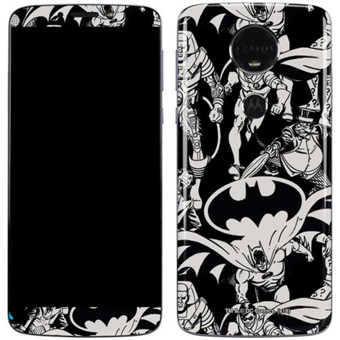DC Comics Batman Characters Action Poses Print Moto E5 Plus Skin