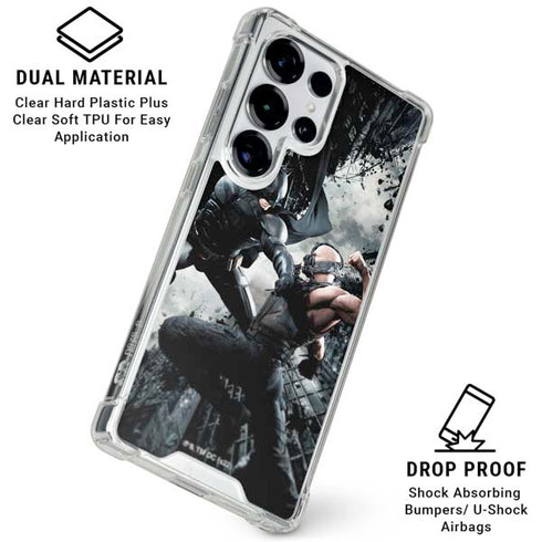 The Dark Knight Rises Batman and Bane Fighting Galaxy S25 Ultra Clear Case