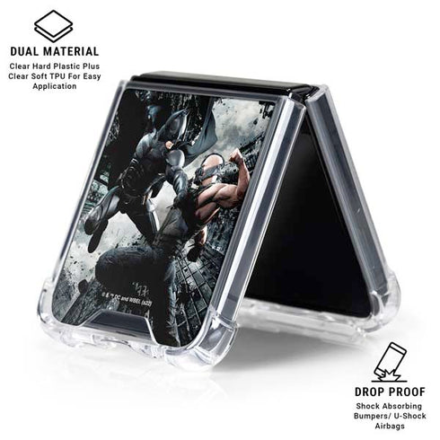 The Dark Knight Rises Batman and Bane Fighting Galaxy Z Flip6 Clear Case