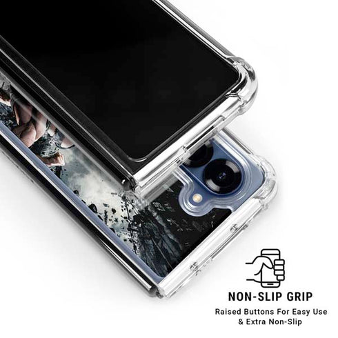 The Dark Knight Rises Batman and Bane Fighting Galaxy Z Fold6 Clear Case