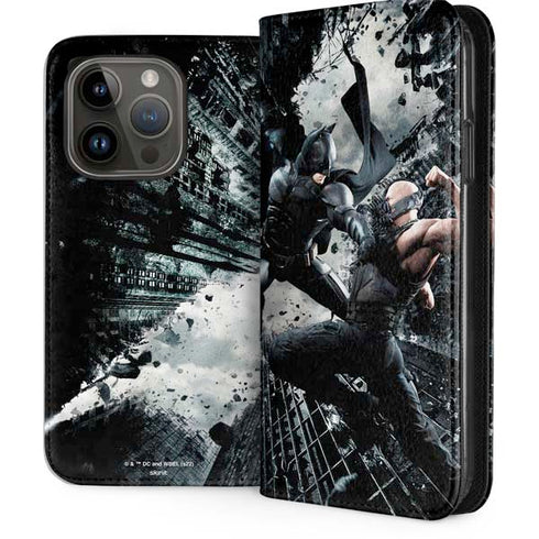 The Dark Knight Rises Batman and Bane Fighting iPhone 15 Pro Folio Case