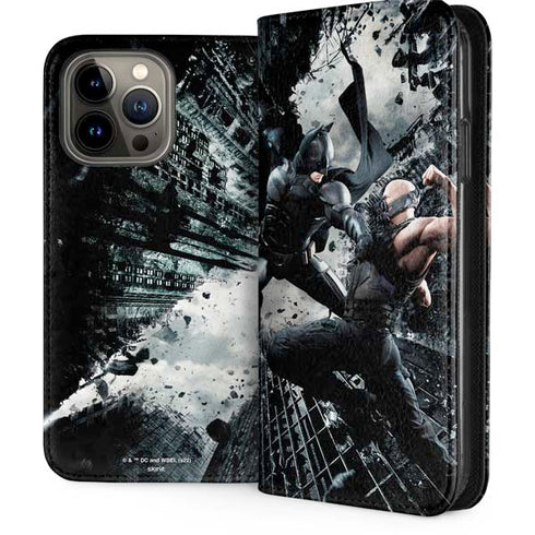 The Dark Knight Rises Batman and Bane Fighting iPhone 15 Pro Max Folio Case