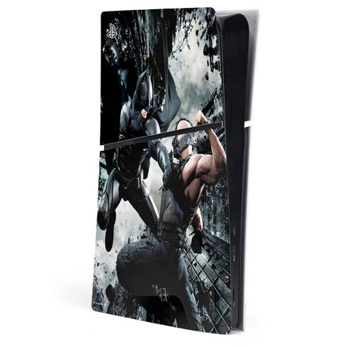 The Dark Knight Rises Batman and Bane Fighting PS5 Slim Digital Edition Console Skin