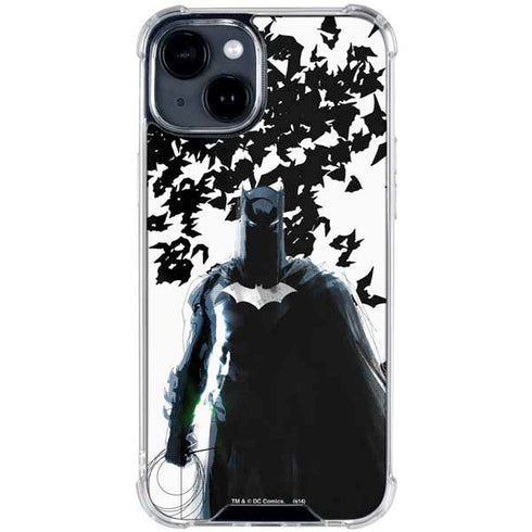 DC Comics Batman Holding batarang Art iPhone 15 Clear Case