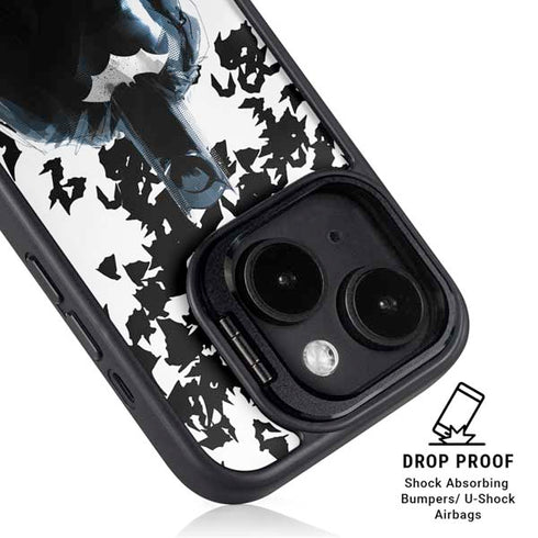 DC Comics Batman Holding batarang Art iPhone 15 Kickstand Case