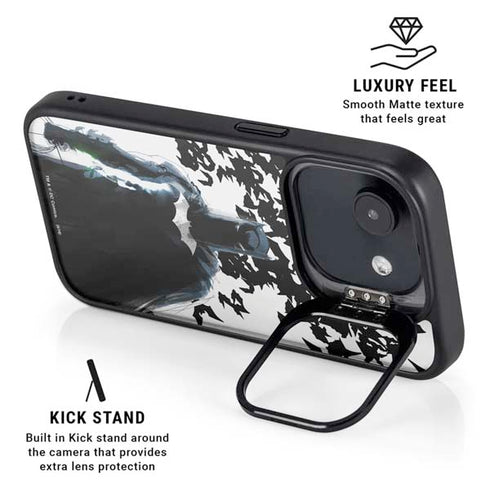 DC Comics Batman Holding batarang Art iPhone 16e Kickstand Case