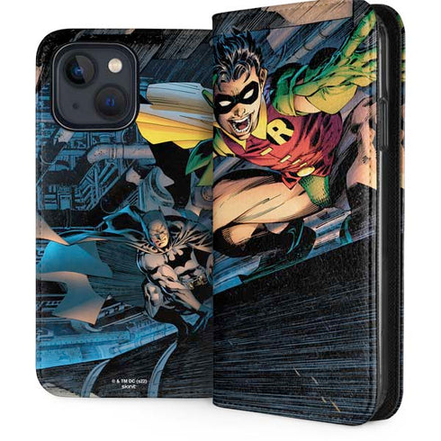 DC Comics Batman All Star Batman & Robin, The Boy Wonder ( Batman & Robin in Action) By Jim Lee iPhone 15 Plus Folio Case
