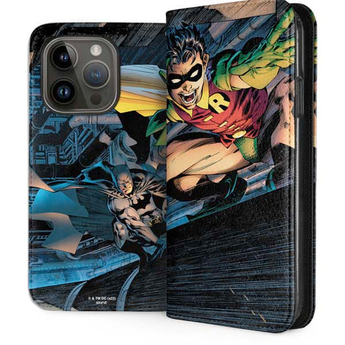 DC Comics Batman All Star Batman & Robin, The Boy Wonder ( Batman & Robin in Action) By Jim Lee iPhone 15 Pro Folio Case