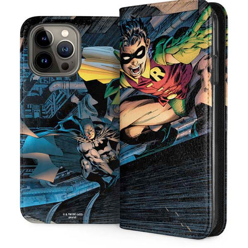 DC Comics Batman All Star Batman & Robin, The Boy Wonder ( Batman & Robin in Action) By Jim Lee iPhone 15 Pro Max Folio Case