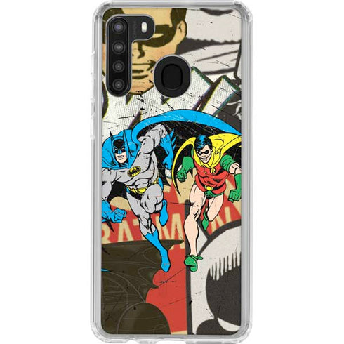 DC Comics Batman and Robin Vintage Action Pose Galaxy A21 Clear Case