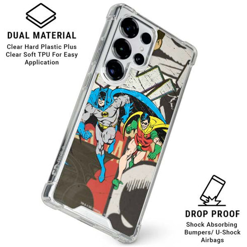 DC Comics Batman and Robin Vintage Action Pose Galaxy S25 Ultra Clear Case