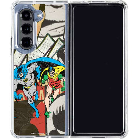 DC Comics Batman and Robin Vintage Action Pose Galaxy Z Fold5 5G Clear Case